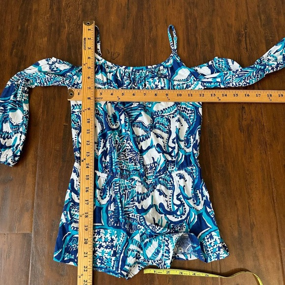 LILLY PULITZER Girls Keep On Trunkin' Elephant Romper in Blue - Picture 10 of 10